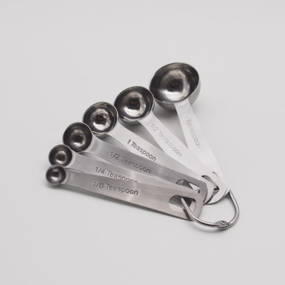 6pcs Stainless Steel Measuring Spoons Stainless Steel Teaspoon Kitchen Tools for Measuring Liquid and Dry Ingredients