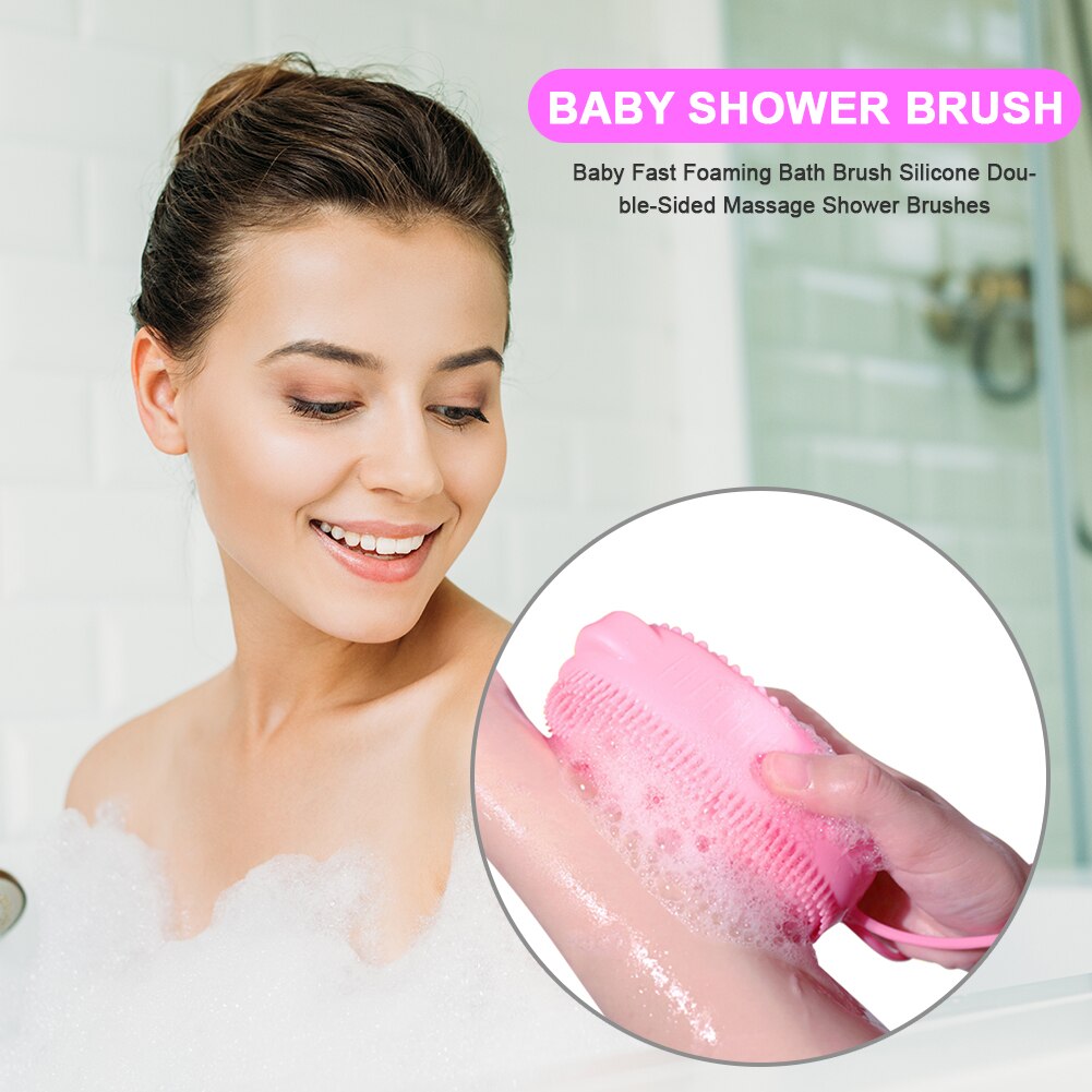 Siliconen Douche Borstel Schrobben Snelle Schuimende Zachte Baby Siliconen Shampoo Borstel Schoon Hoofd Body Massage Borstel Baby Douche Borstel