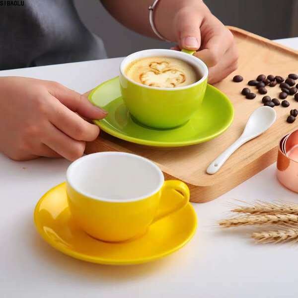 Tasses à café en céramique de de 150ml, ensemble de tasses à fleurs Cappuccino simples de style européen, Latte