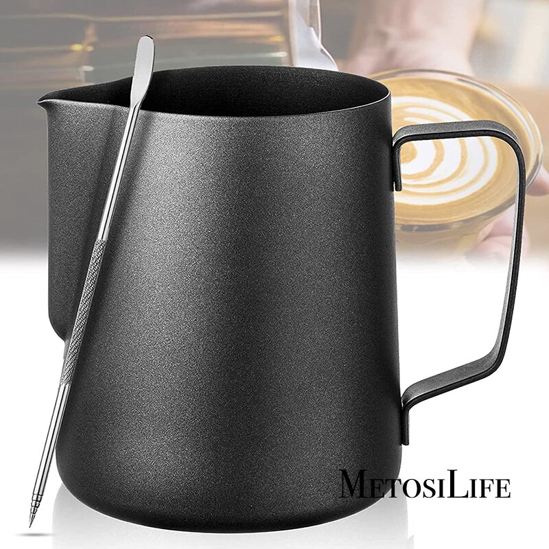 Stainless Steel Milk Frothing Pitcher Jug Espresso Steaming Pitcher with Scale for Cappuccinos &amp; Latte Art