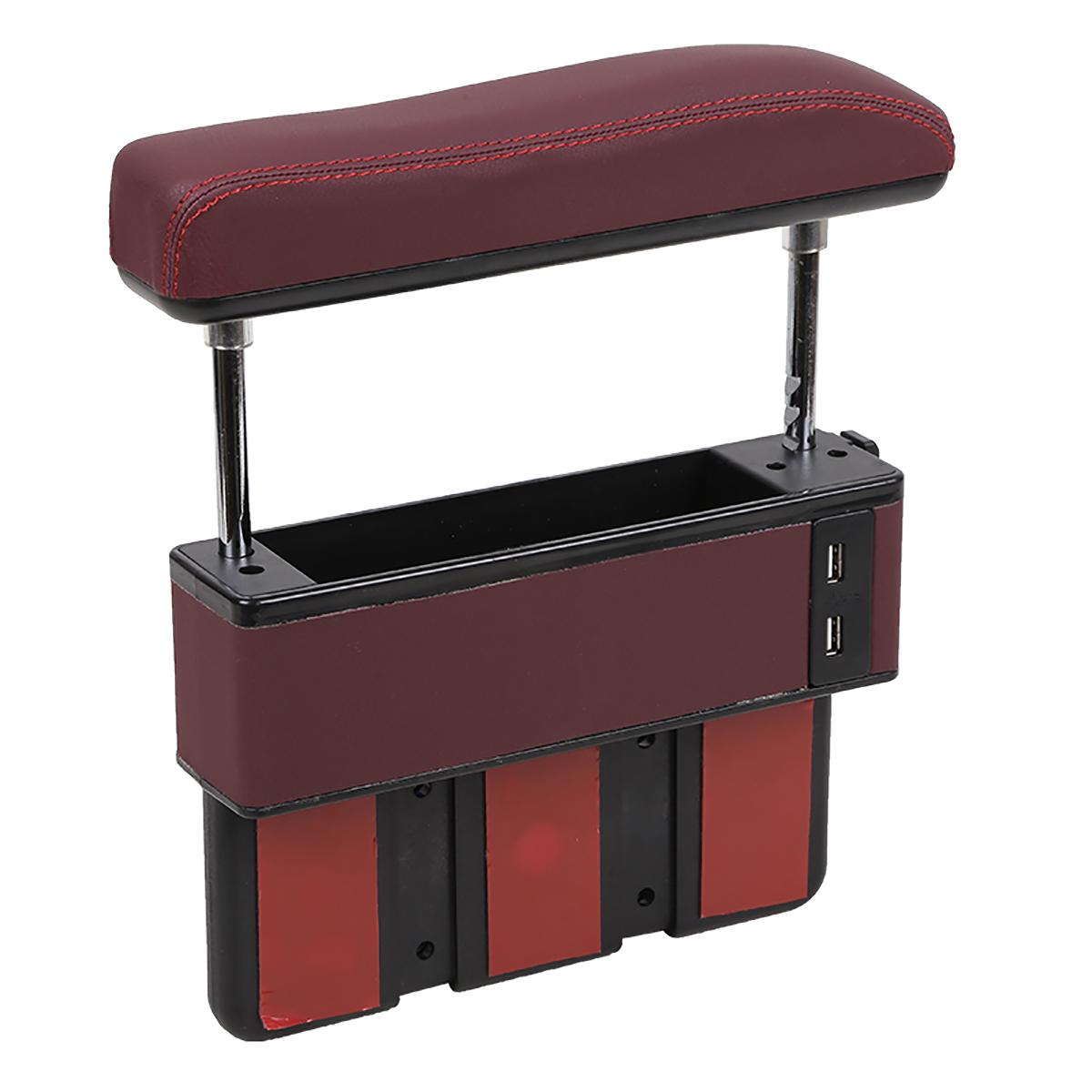 Universal Car Armrest Box Elbow Support Adjustable Center Console Handrest Rail Auto Seat Gap Organizer Arm Rest Box: Red