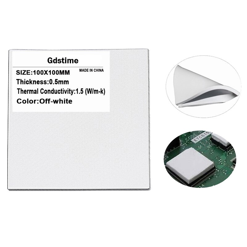 2pcs Gdstime 100 millimetri x 100 millimetri x 0.5 millimetri 0.05 centimetri di Spessore Bianco Conduttivo Termico Del Silicone Pad