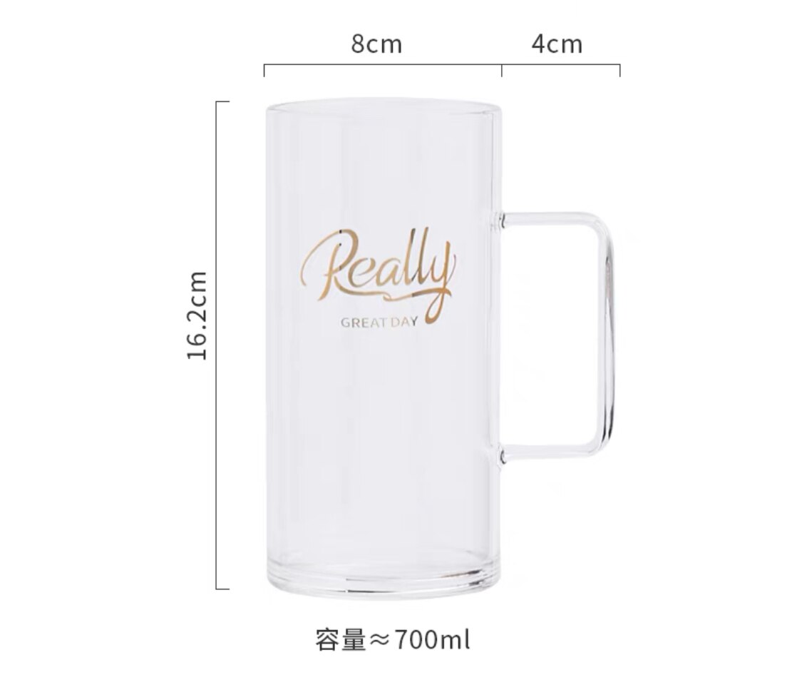 Gran capacidad de 700ml de cristal redondo de taza de agua Simple taza desayuno taza para leche taza de bebida Oficina taza de café taza de jugo: style 2