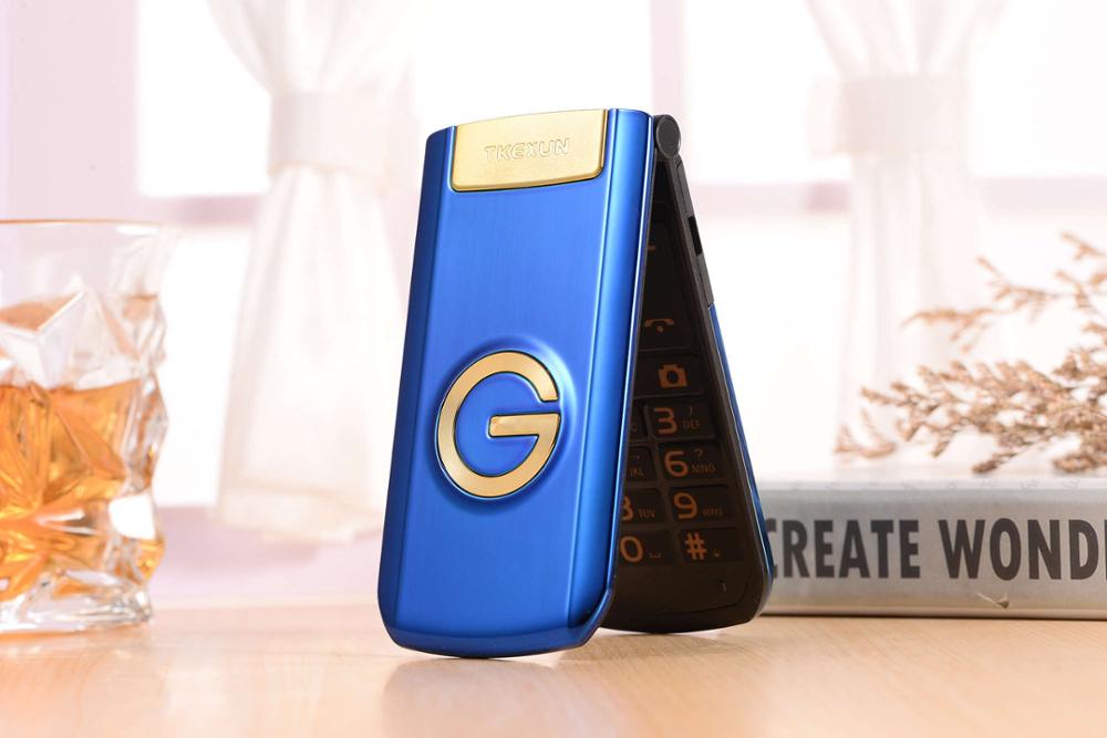 Téléphone haut de gamme en métal TKEXUN G9000 G3 grand son grand clavier 1600mAh lampe de poche bluetooth vieil homme téléphone portable: Standard / Blue