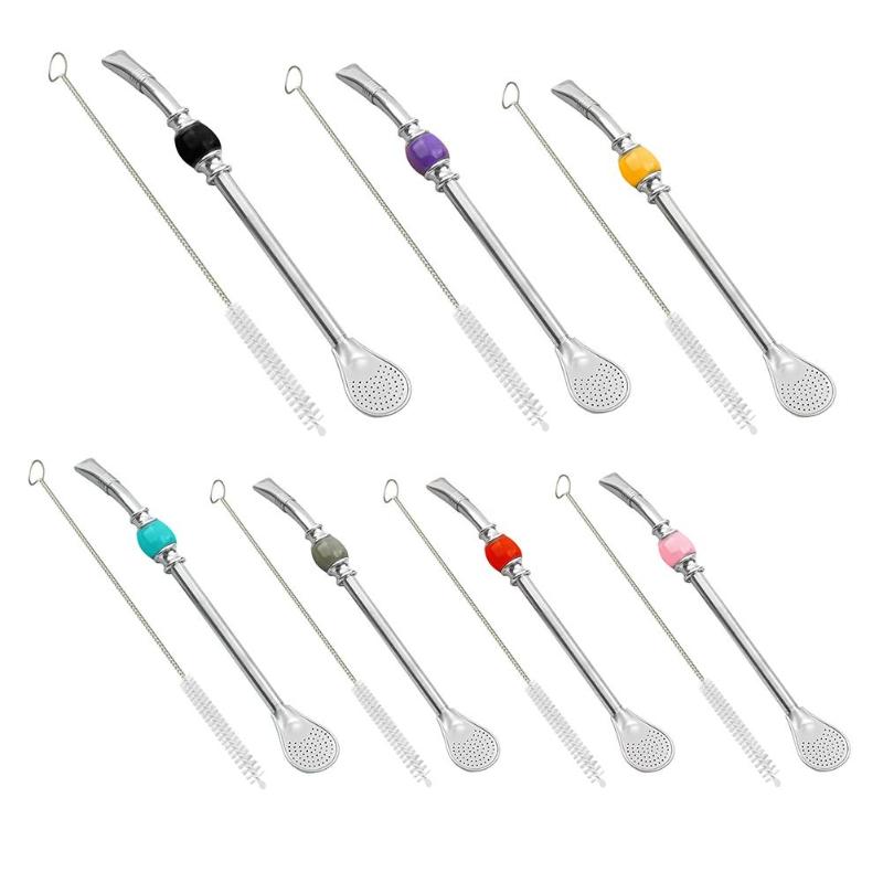 Stainless Steel Drinking Straw Spoon Tea Filter Yerba Mate Tea Straws Bombilla Gourd Reusable Coffee Tea Tools Bar Accessories
