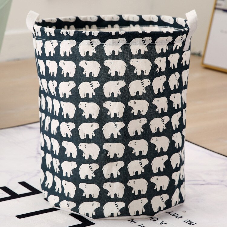 Toy storage bag household dirty clothes hamper dirty clothes hamper foldable dirty clothes storage basket storage bucket: Black polar bear