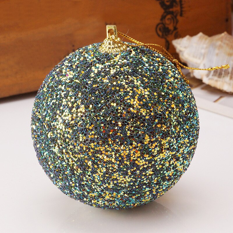 8cm Foam Balls Christmas Ornaments Ball Glitter Hang Balls Xmas Decorations Hanging Tree Pendants Year Party Ornament Decor: K