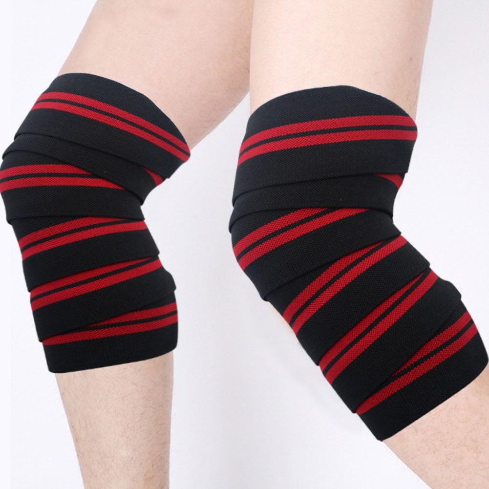2 Pcs Weightlifting Knee Wraps Gym Workout Fitness Compression Knee Support Straps ASD88