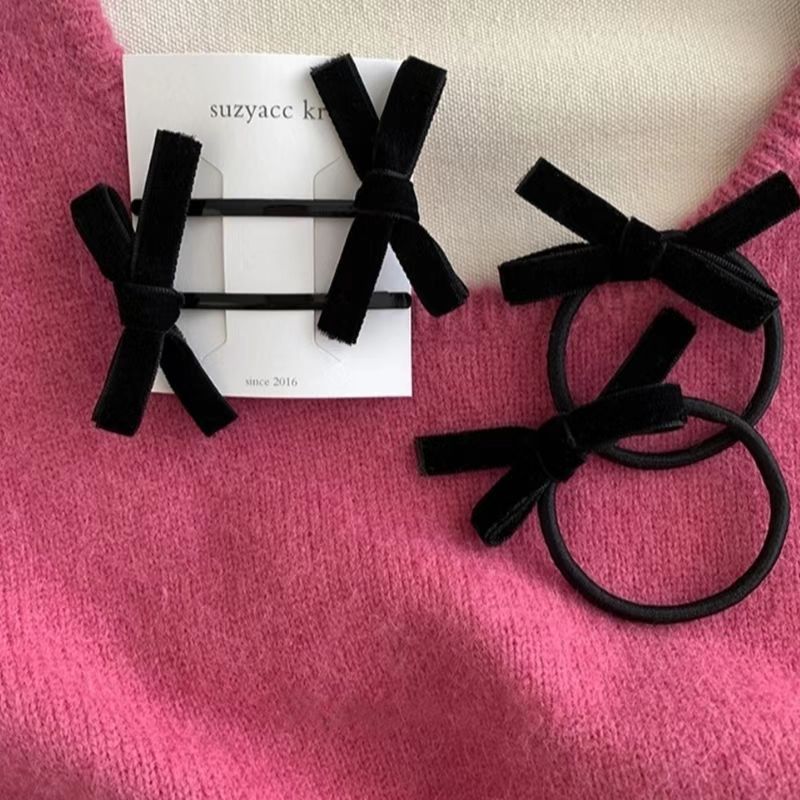 Paquete de 2 pinzas para el pelo con lazo de terciopelo negro para niña, diademas para niña, pasadores, bandas elásticas para el cabello para mujer