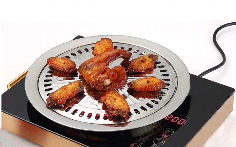Stainless Steel Korean Roast Grill Pan Smokeless Non-Stick BBQ Stove Plate Portable Household DIY Barbecue Tray BBQ Accessories