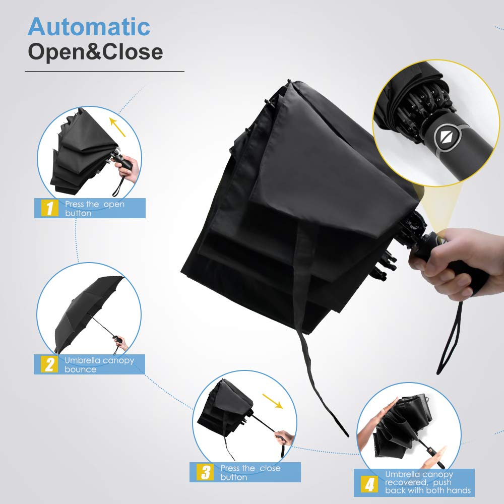 Inverted Windproof Umbrella with Coating,10 Ribs Auto Open & Close Travel Umbrella,Portable Reverse Outdoor sun Umbrellas