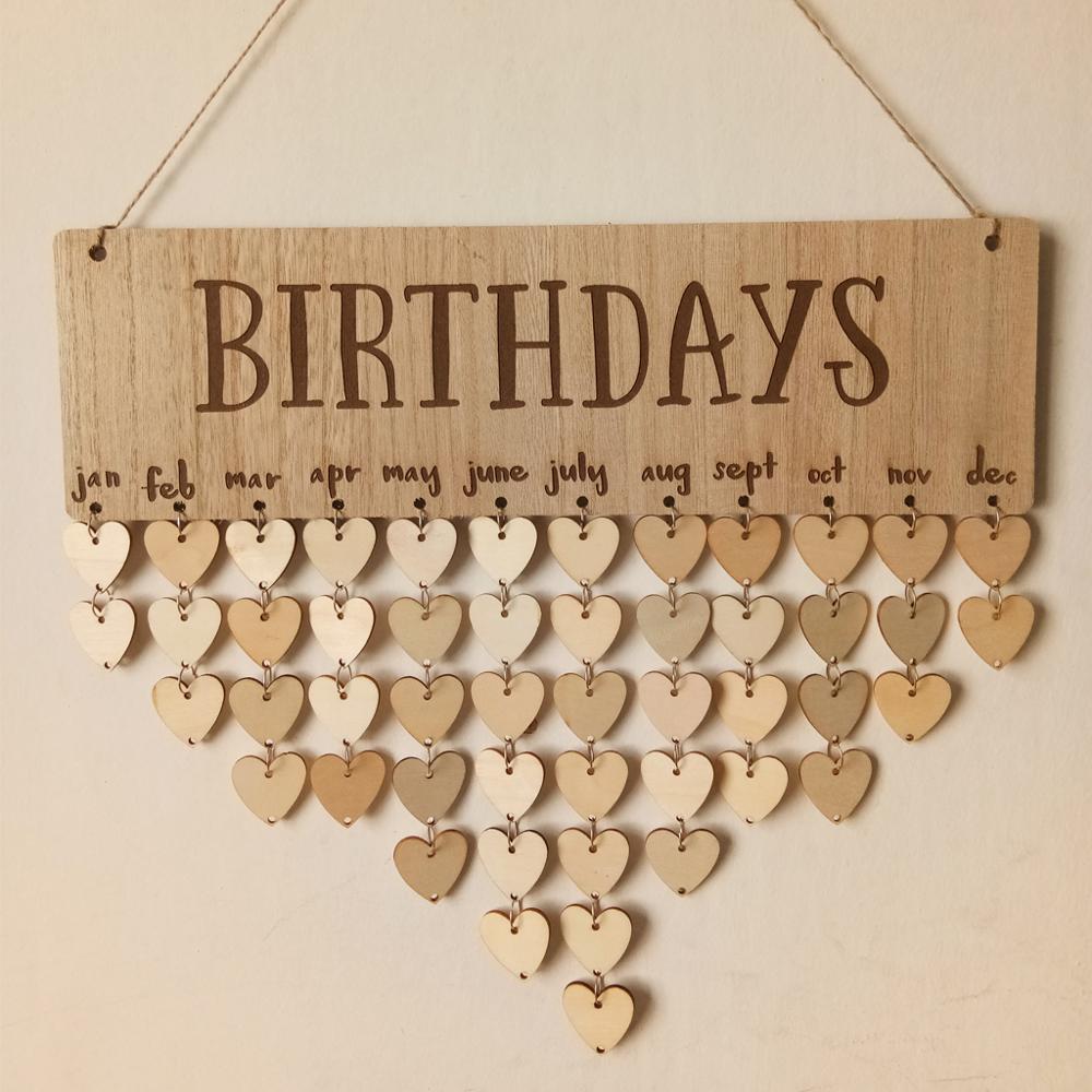 Birthday Reminder Advent Calendar Wood Board DIY Handmade Craft Rustic Hanging for Home Decoration Party Celebration Favor