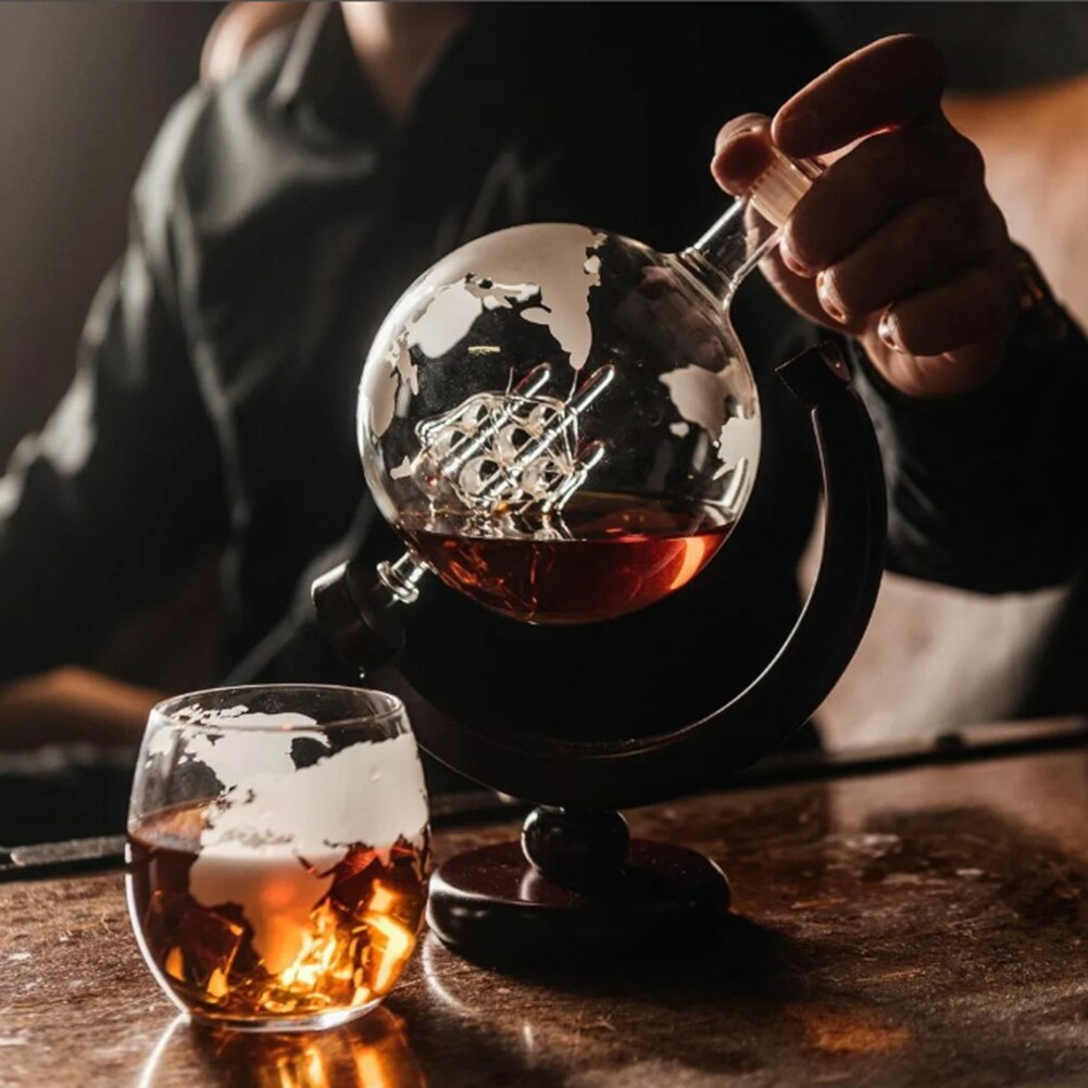 1Pc Whiskey Globe Glas Wijn Set Whiskey Decanter Crystal Vodka Geest Dispenser Bar Party Interieur Kunst Glaswerk