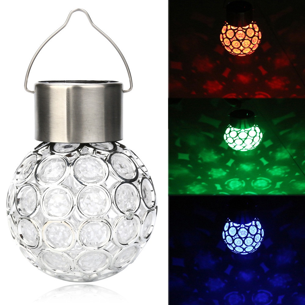 Candelabro impermeable Solar giratorio al aire libre para jardín, colgante de Camping, luces LED redondas de bola, luz solar