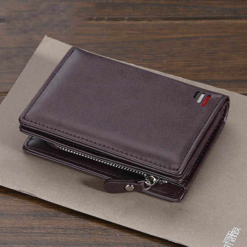 Men Wallets Minimalist Luxury Card Holder Purse Multifunction Leather Wallet For Male Zipper Wallet With Coin Pocket