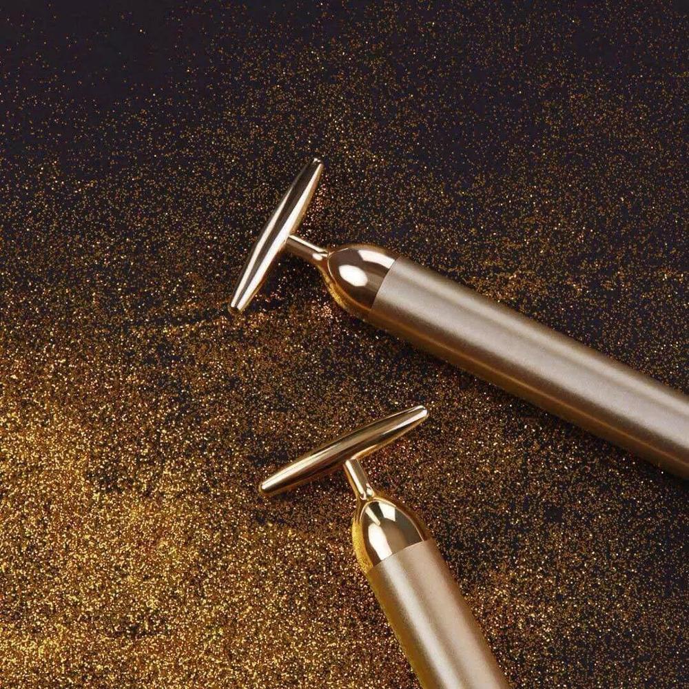24K Gold Facial Massager Slimming Facial Skin Beauty Bar Pulse Firming Face Massage Lift Tightening Wrinkle Bar