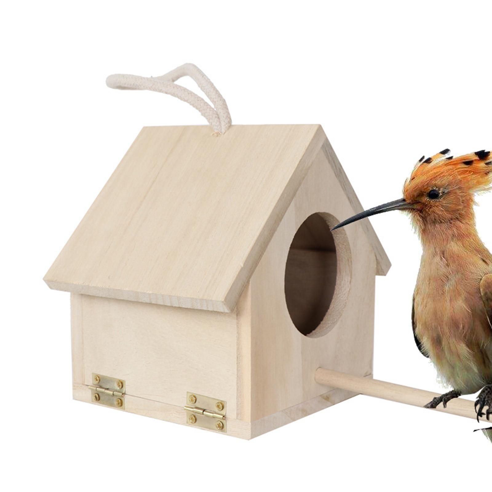 Unfinished Wooden Birdhouse Outdoor Garden Hanging Bird Cage for Patio Decor