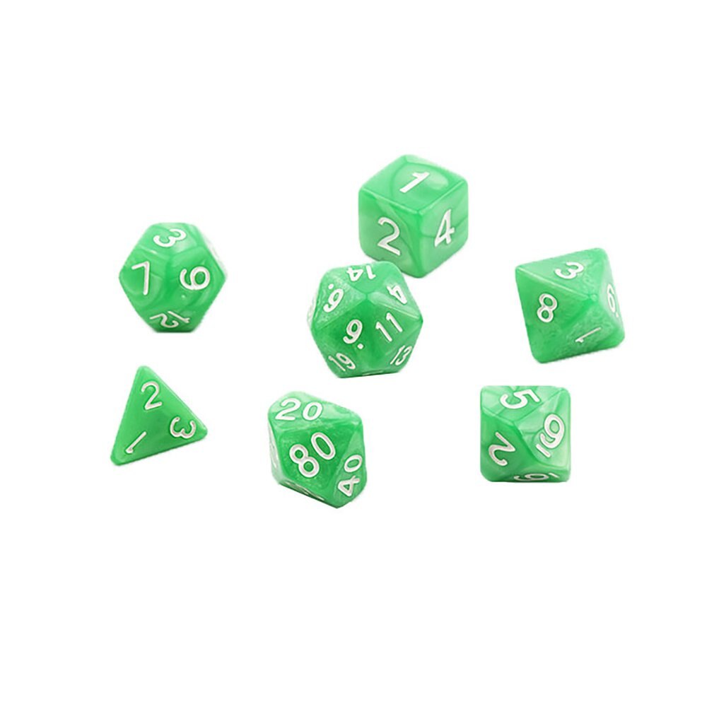 7pcs/set Games Gaming Dices Multi-sided Dices Desktop Game Accessories Multi Faceted Acrylic Dice Suit: Green