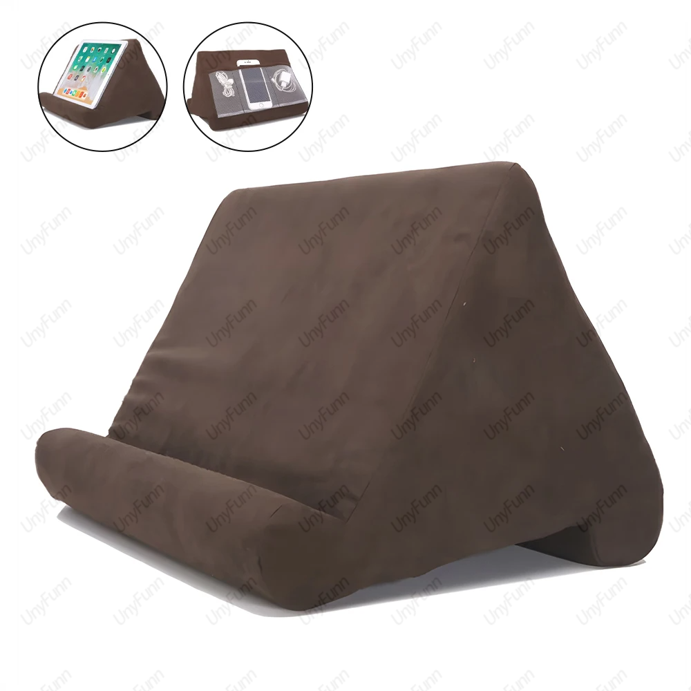 Zachte tabletkussenshouder met kabelzak Pad Tabletbeugel Dock voor schootbed en bureau voor iPad Telefoon Kindle Leesstandaard
