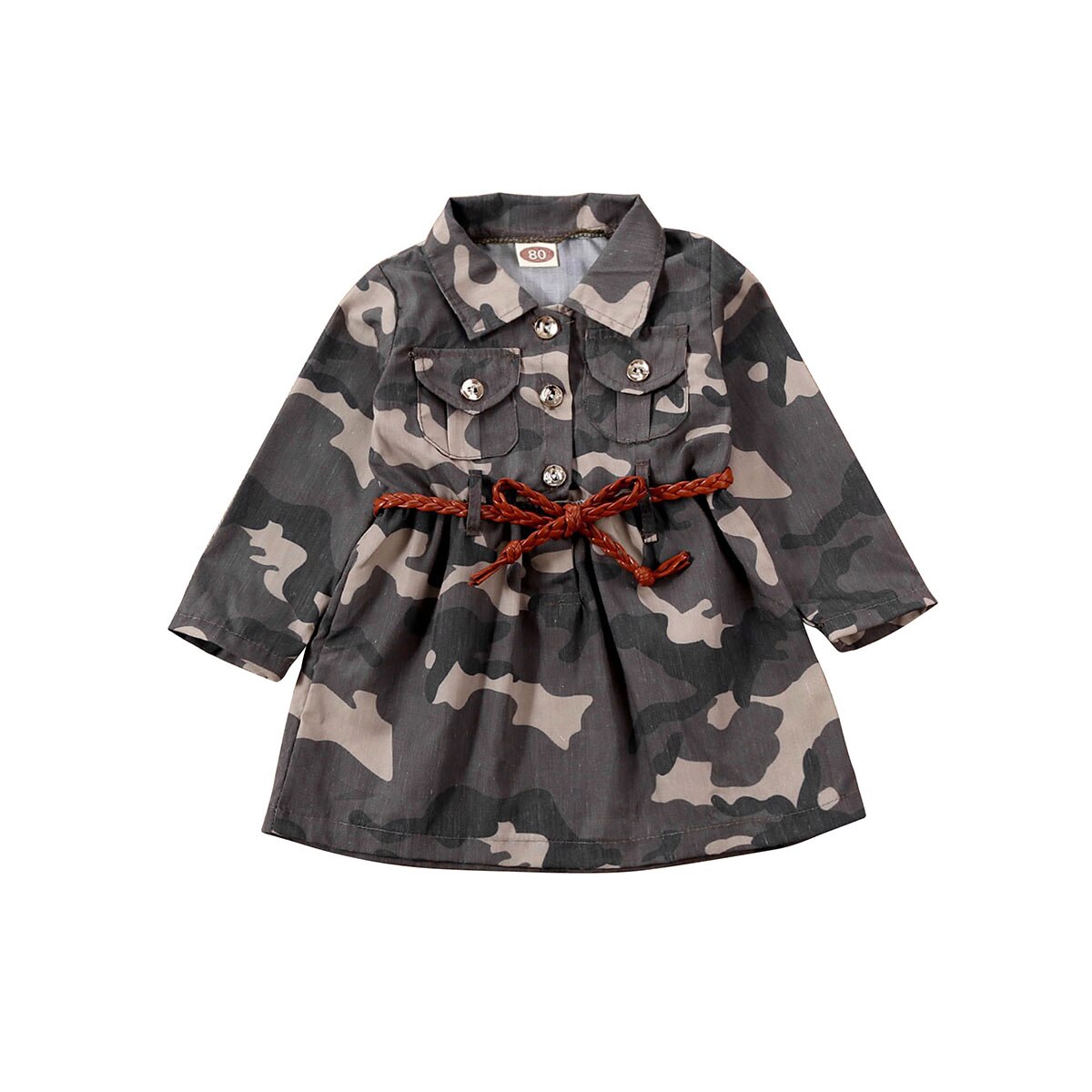 6m-3y spædbarn toddler dreng pige børn langærmet afslappet camouflage toppe trenchcoat overtøj + bælte sommer tøj baby tøj: 18m
