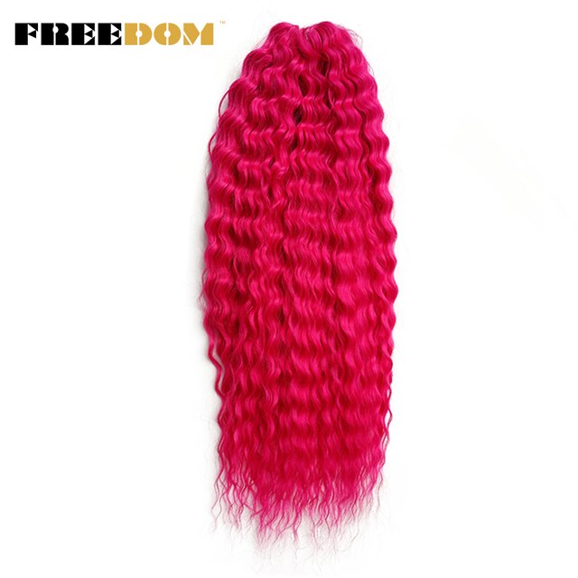 FREEDOM pelo rizado sintético para trenzas 24 pulgadas onda de agua Twist Crochet trenza pelo Ombre Rosa jengibre extensiones de cabello trenzado
