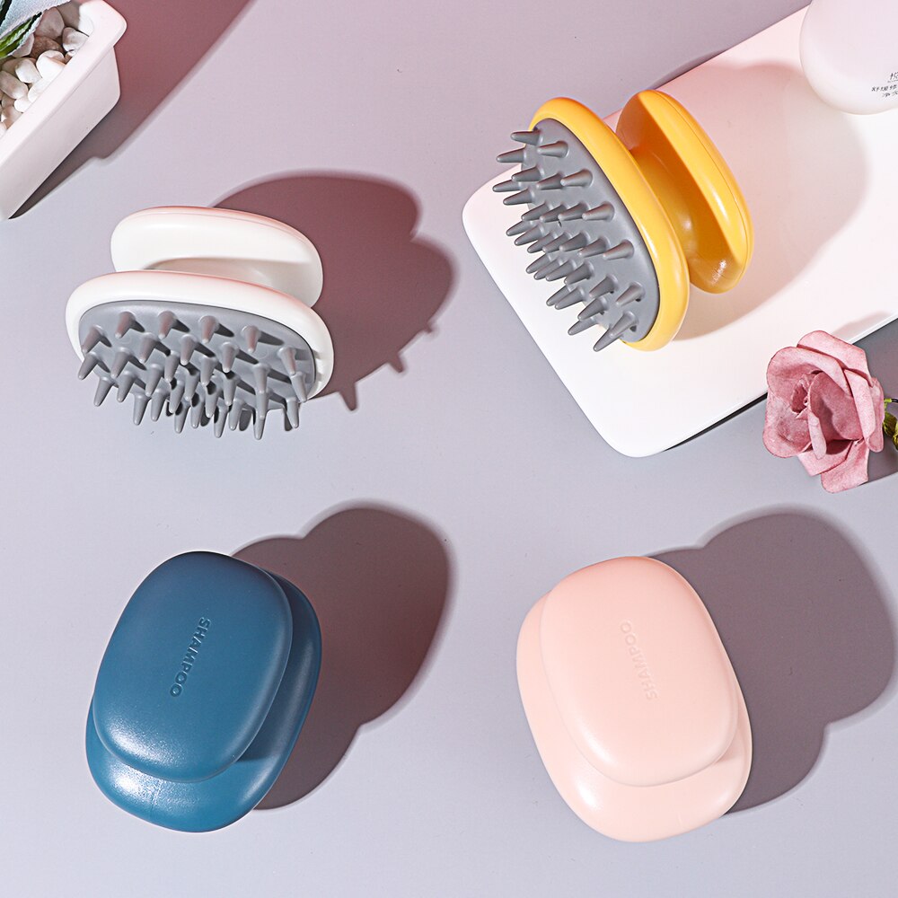 1Pc Siliconen Shampoo Massage Borstel Handheld Hoofd Body Hoofdhuid Haar Kam Wassen Douche Borstel Bad Spa Cleaning Borstels