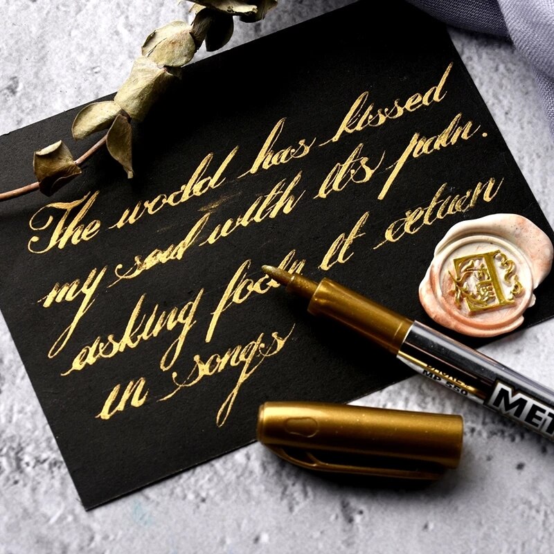 Gold Silver Paint Marker Water-base Marker Pen for Ceramics Glass Fabric Leather Dark Paper Painting Doodling DIY Arts&amp;crafts