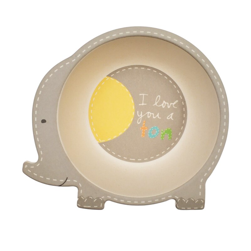 Baby Kids Natural Bamboo Fiber Toddler Children Plates Bowls Cute Animal Baby Infant Portable Cartoon Feeding Dishes Tableware: 12Elephant Bowl-A