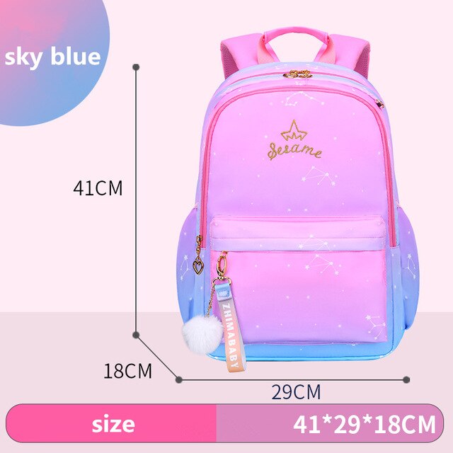 Nuovo Zaino Della Ragazza Per La Scuola zaini Ragazze di nylon Ortopedico Borse Da Scuola Bambini Della Primaria Zaini Grado 1-6 bambini mochila: S sky blue