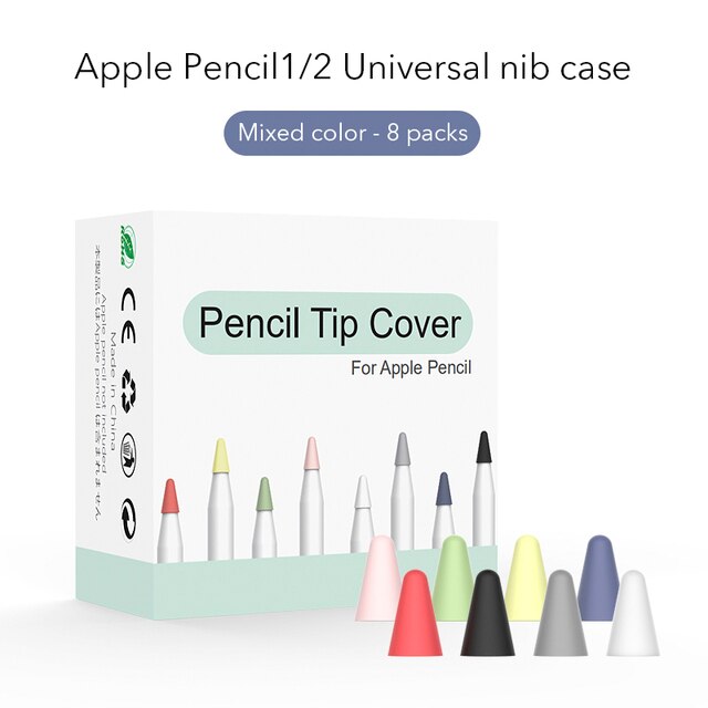 Pencil Tip Cover For Apple Pencil 2 1 Generation Nib Case Cover 8PCS Mute Silicone Cover Skin Screen Protector For Apple Pencil: MULTI