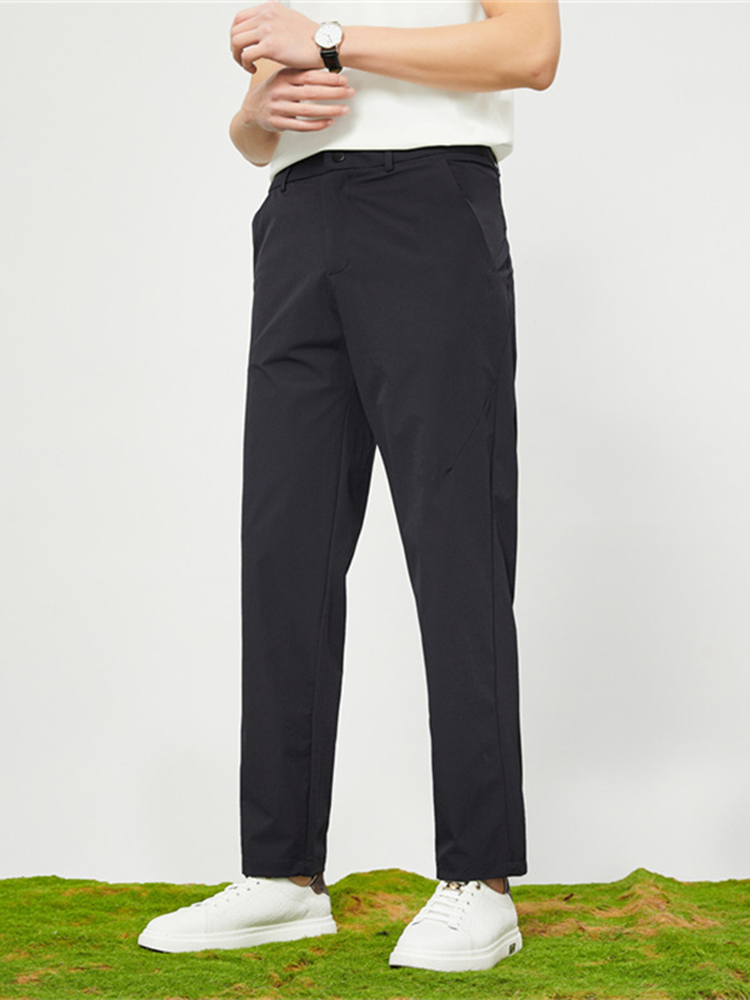 Pantalones informales de secado rápido para hombre, pantalones de Golf elásticos de nailon y LICRA ligeros, pantalones de seda helada con 4 bolsillos con cremallera, verano: XXL / Negro