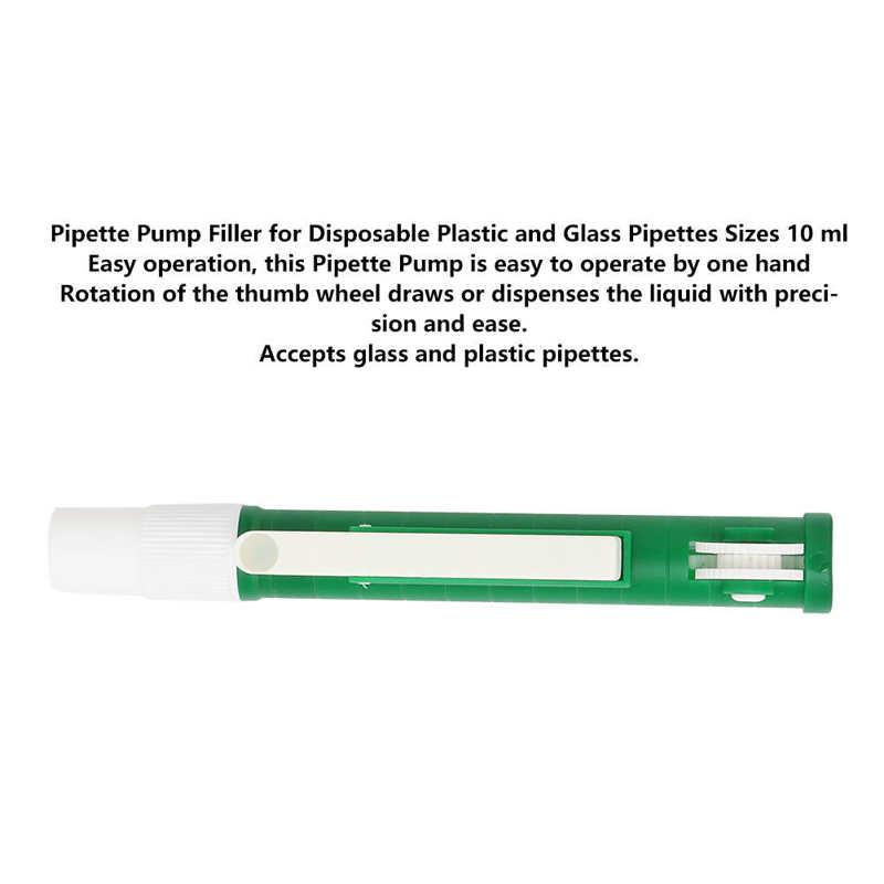 Pipetpomp Filler Voor Wegwerp Plastic En Glas Pipetten 10 Ml Groen