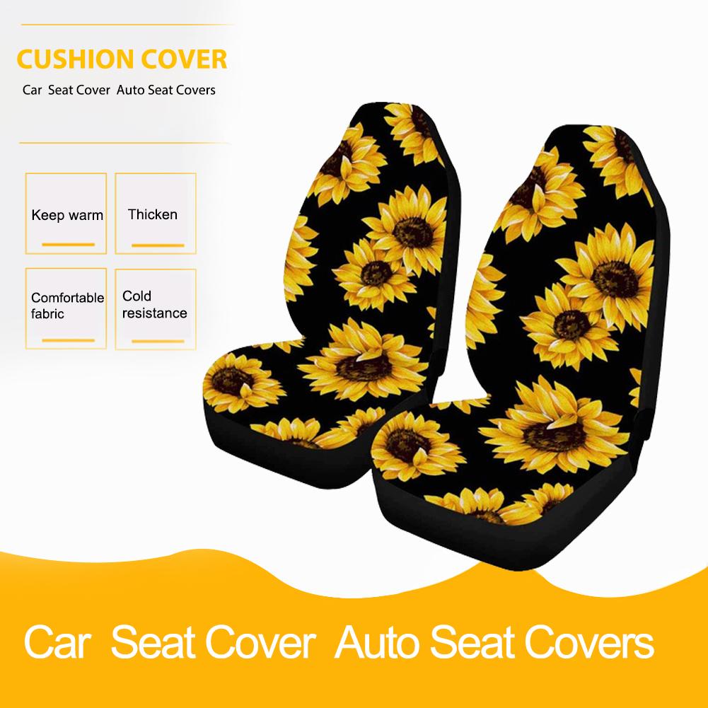 Renewold Auto Bekleding 2 Stuks Voor Stoelhoezen Set Gele Zonnebloem Afdrukken Universele Fit Drive Deat Covers Voorstoel cover