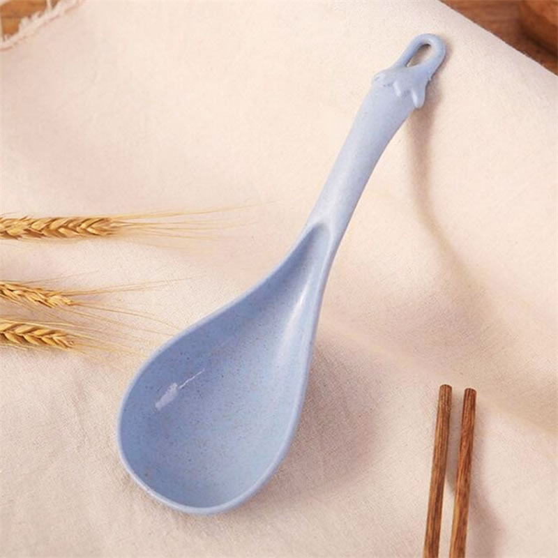 QueenTime Kunststoff Suppe Schöpfen Weizen Stroh Große Löffel Chinesische Suppe Löffel Mit Hängen See Blau Küche Pfannen Scoop Kochen Gerät