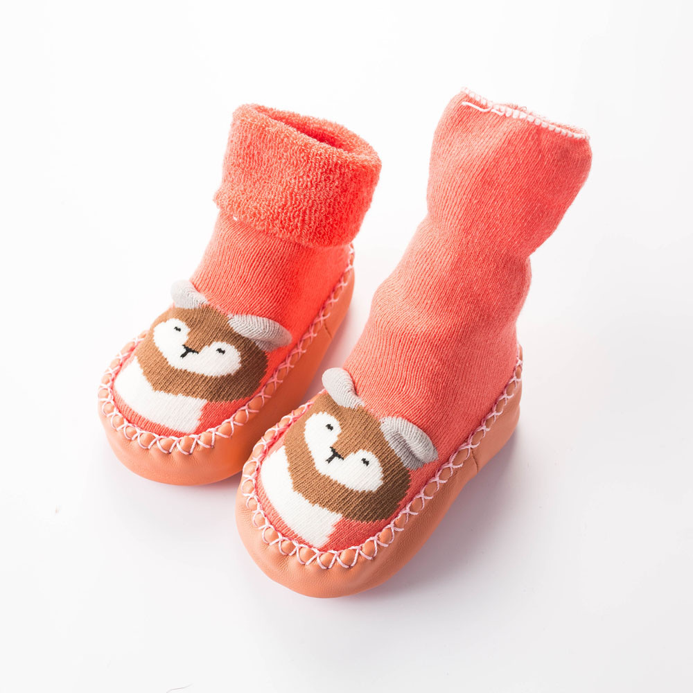 Otoño calcetines de bebé de invierno con zapatos de goma calcetines para niños calcetines de dibujos animados para bebés antideslizantes suelas de suelo de cuero para bebés