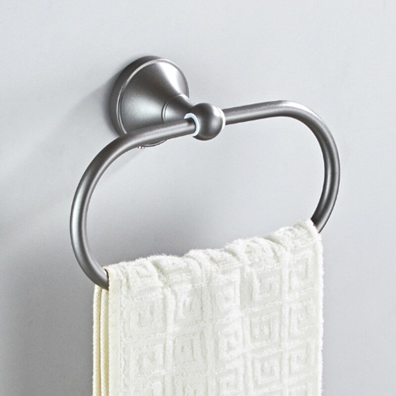 Grey Bathroom Hardware Set Brass Wall Mouted Toilet Brush Holder WC Paper Towel Roll Rack Soap Dish Bath Accessories Equipment: Towel ring 2