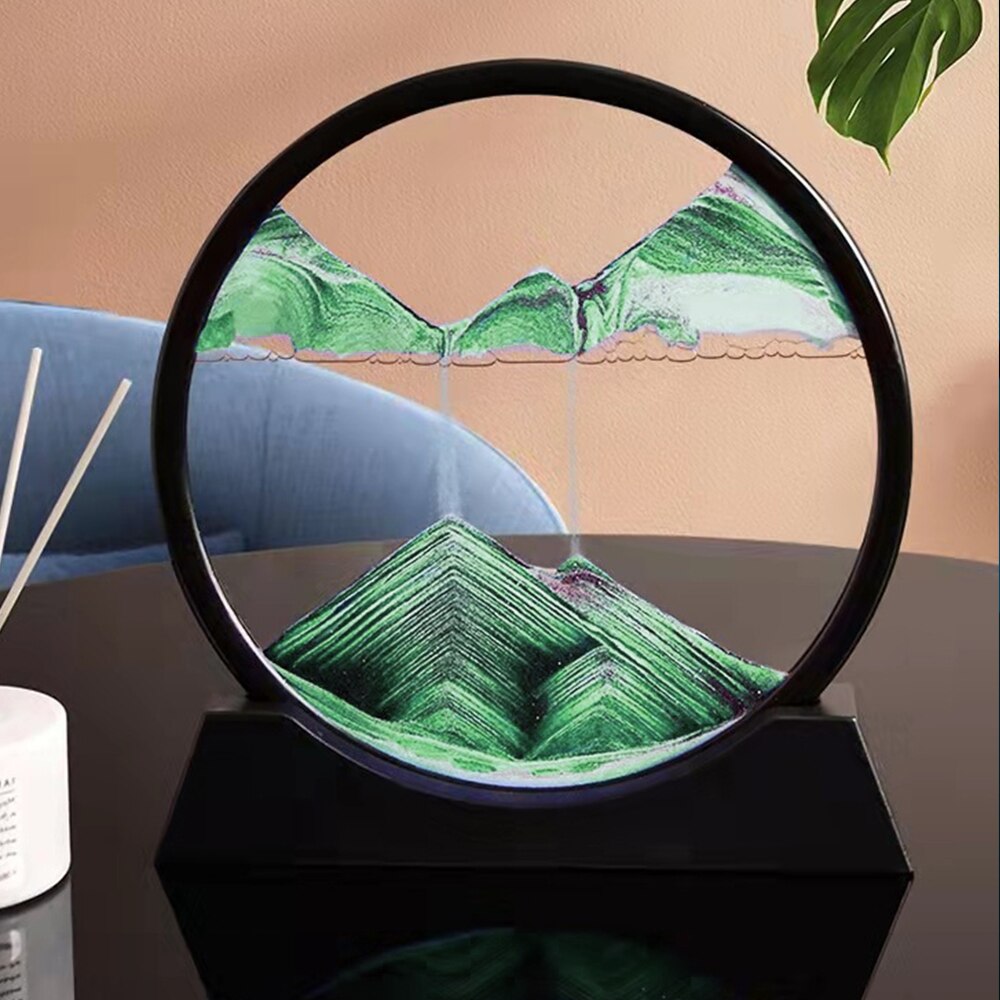 3D Glass Sandscape Hourglass In Motion Moving Sand Frame Art Painting Picture Display Flowing Hourglass Sand Timer: D