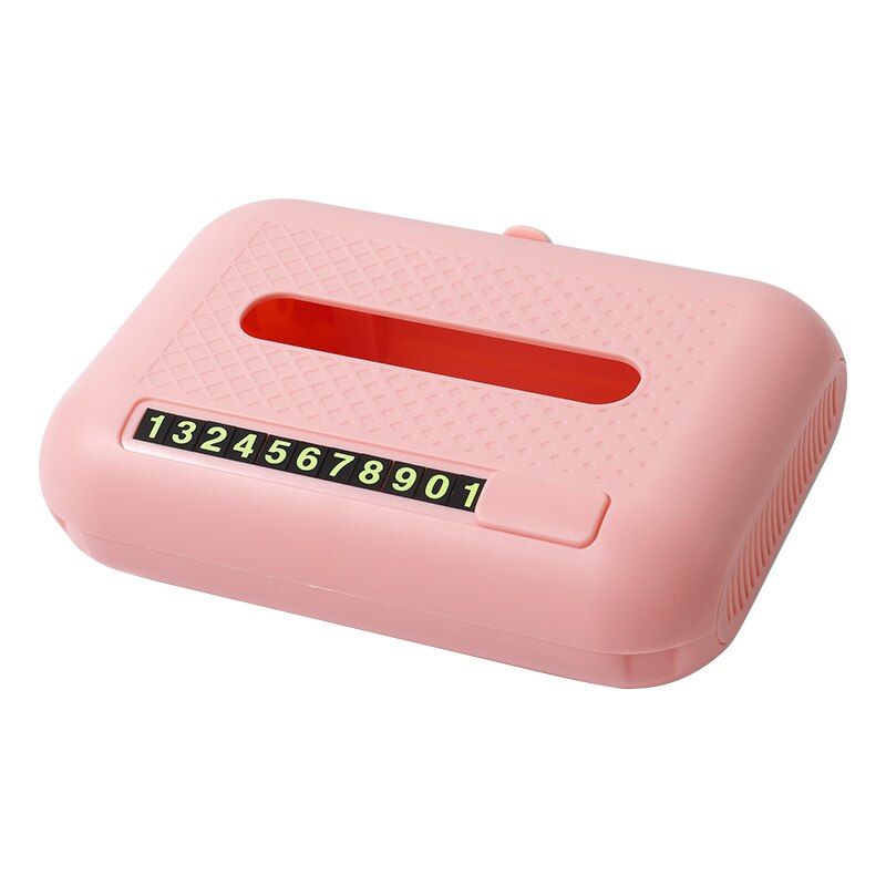 Car Accessories Tissue Box Towel Sets Magic Sticker Auto Interior Storage Box for Phone Holder Number Plate Cad: Pink