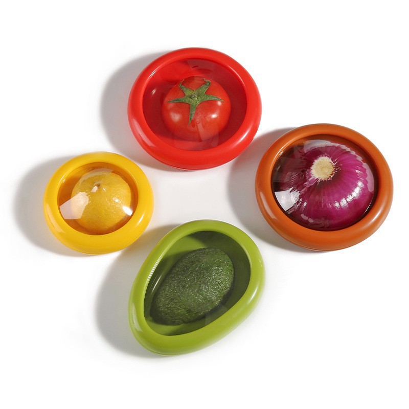 1 Stück/4 Stück Silikon-Frischhaltebox für Obst und Gemüse, Lebensmittelaufbewahrungsbehälter-einstellen, tragbar, stapelbar und auslaufsicher, halten