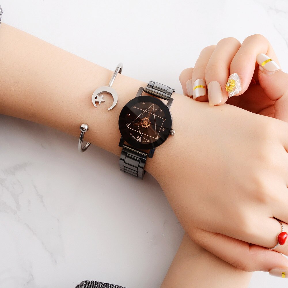 Reloj Couple Watch Stainless Steel Watch Quartz Simulation Men&#39;s Watch Timing Lady Clock Saat Montre Connectee