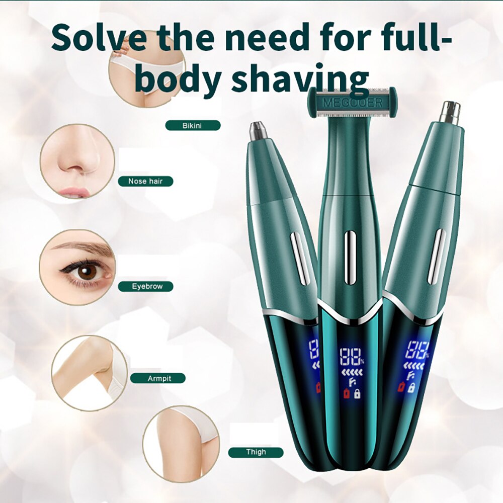 3 In 1 Nose And Ear Trimmer Men Hair Removal Nose Clipper Cut Haircut Lcd Electric Shaver Machine Razor Epilator Brow Trimming