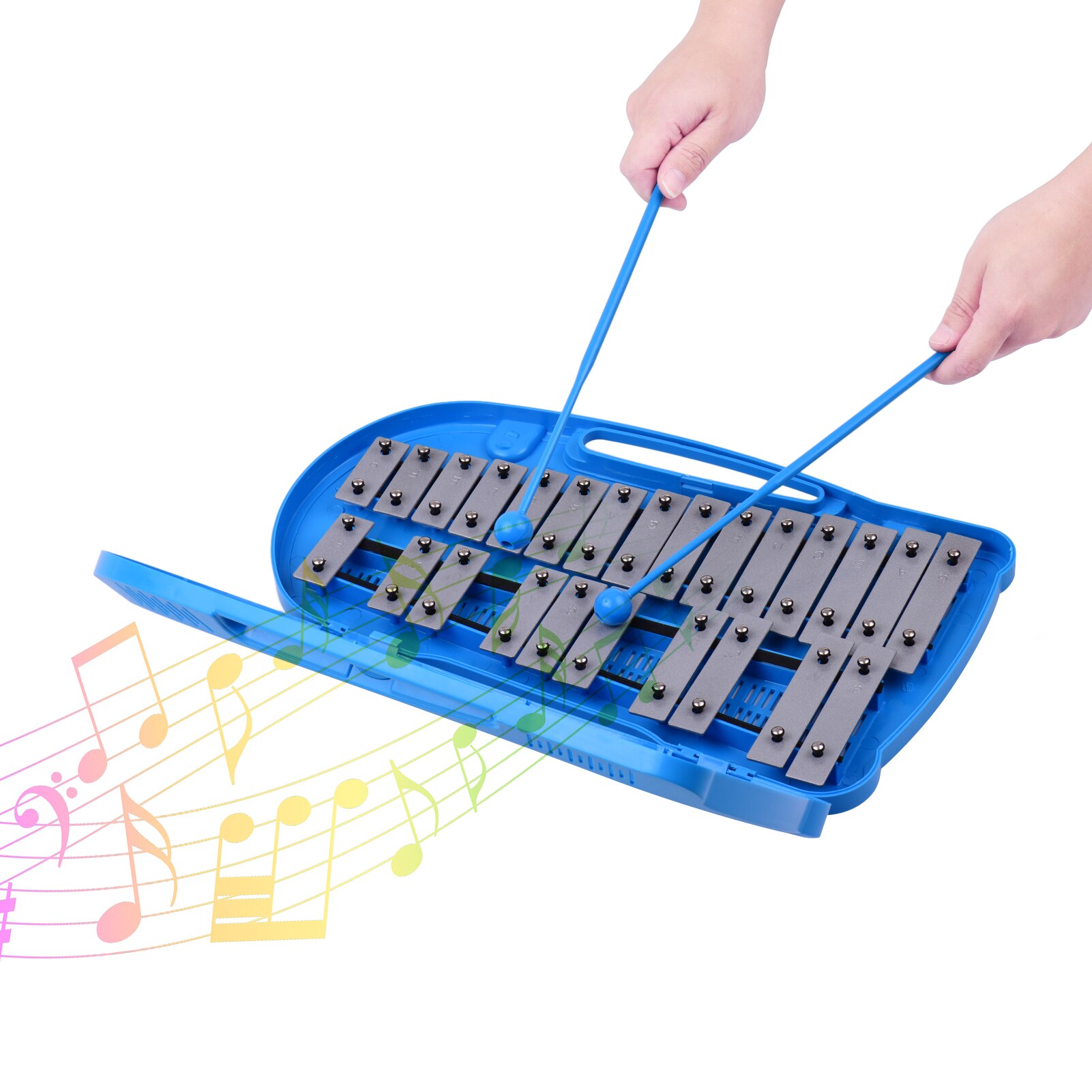 25 Notes Glockenspiel Xylophone Early Educational Teaching Instrument with Plastic Case 2 Mallets for Kids