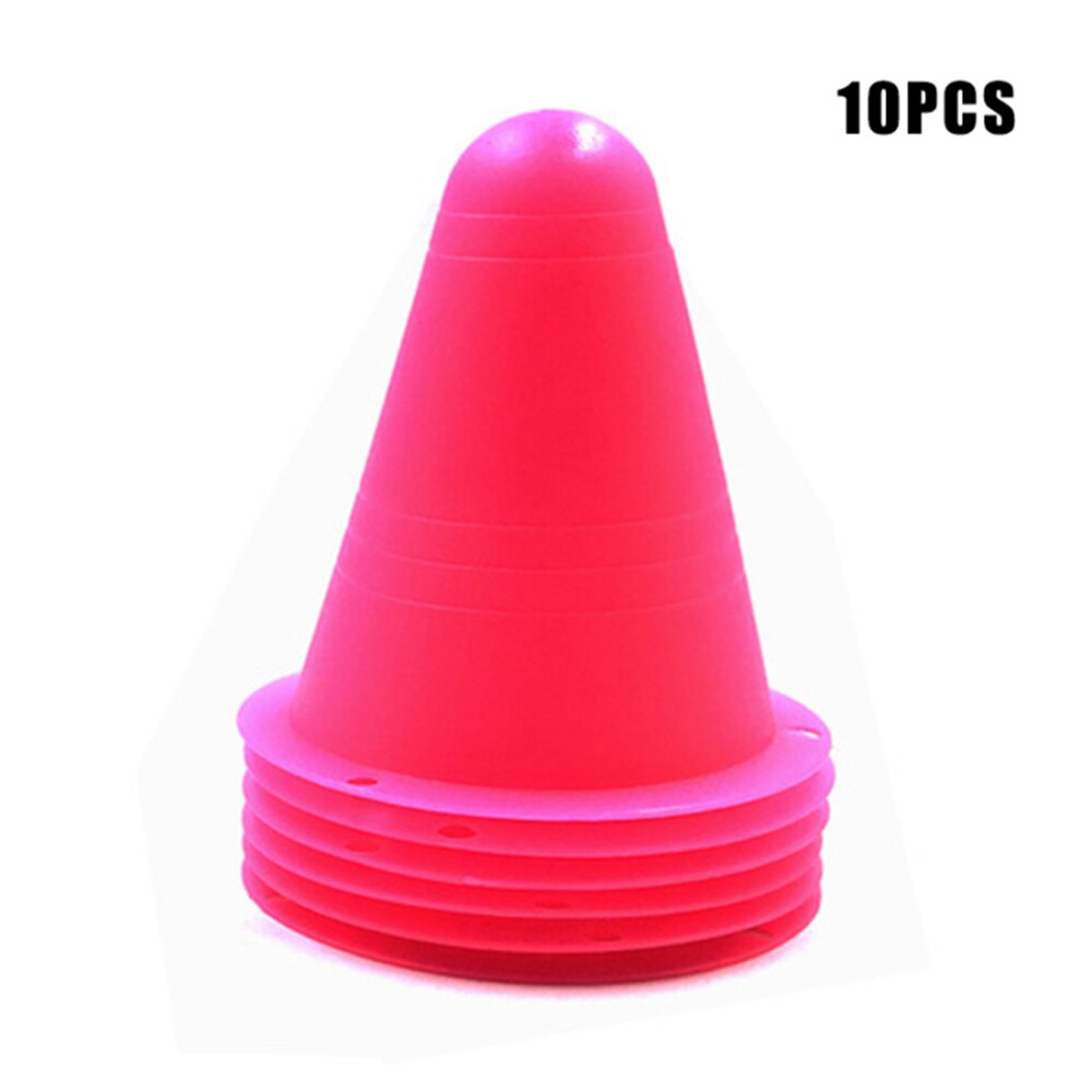 10Pcs cono marcatore coni di plastica per pattini da calcio rulli da calcio attrezzature per l&#39;allenamento sportivo: pink