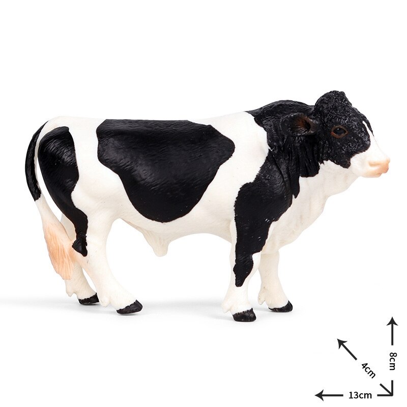 Pvc Simmental Zwarte Stier Vee Dieren Actiefiguren Statische Leuke Model Collection Koe Model Speelgoed Voor Kinderen