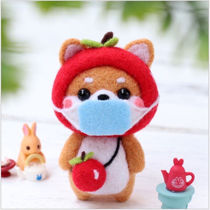 Handmade diy material package with wool felt poke and poke music cute pet puppy cute pet bunny series combination