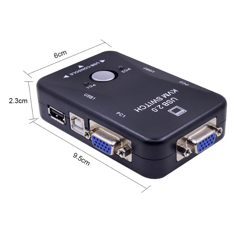 USB 2.0 KVM Switch Box 2 Port VGA Video Sharing Adapter Switcher for Computer PC Laptop