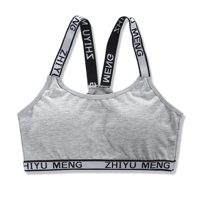 Young Girls Cotton Sport Traning Bra Letters Print Elastic Straps Bralette Vest U50F: 3