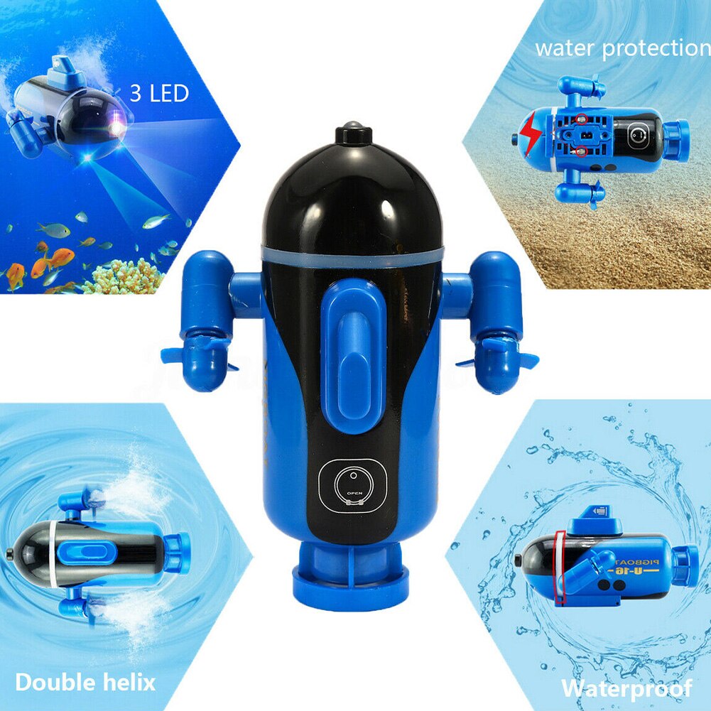 Remote Control Water Diving Electric Plastic Durable Rechargeable Indoor Submarine Boat Toy Fish Tank Home Children Mini
