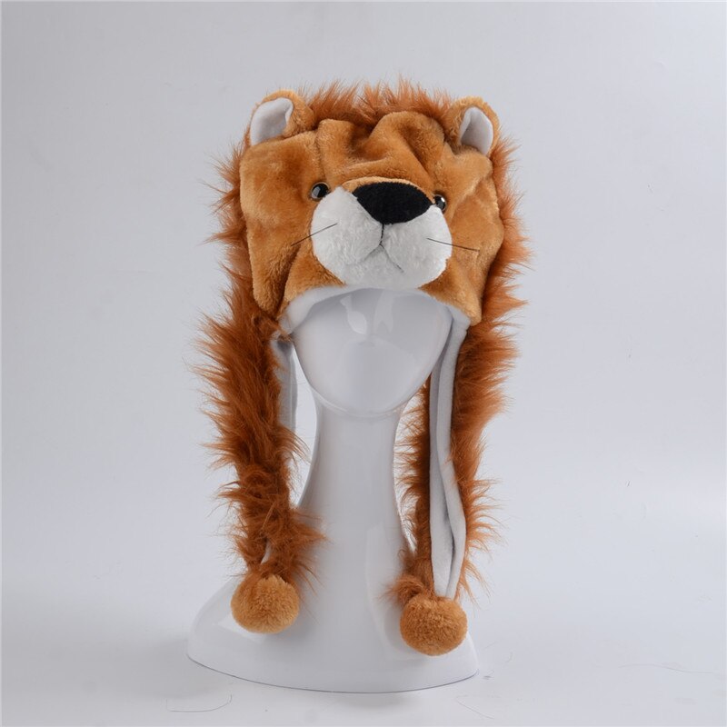Novelty Animal Lion Hat Cosplay Cap Unisex Fit Adult Soft Warm Hats
