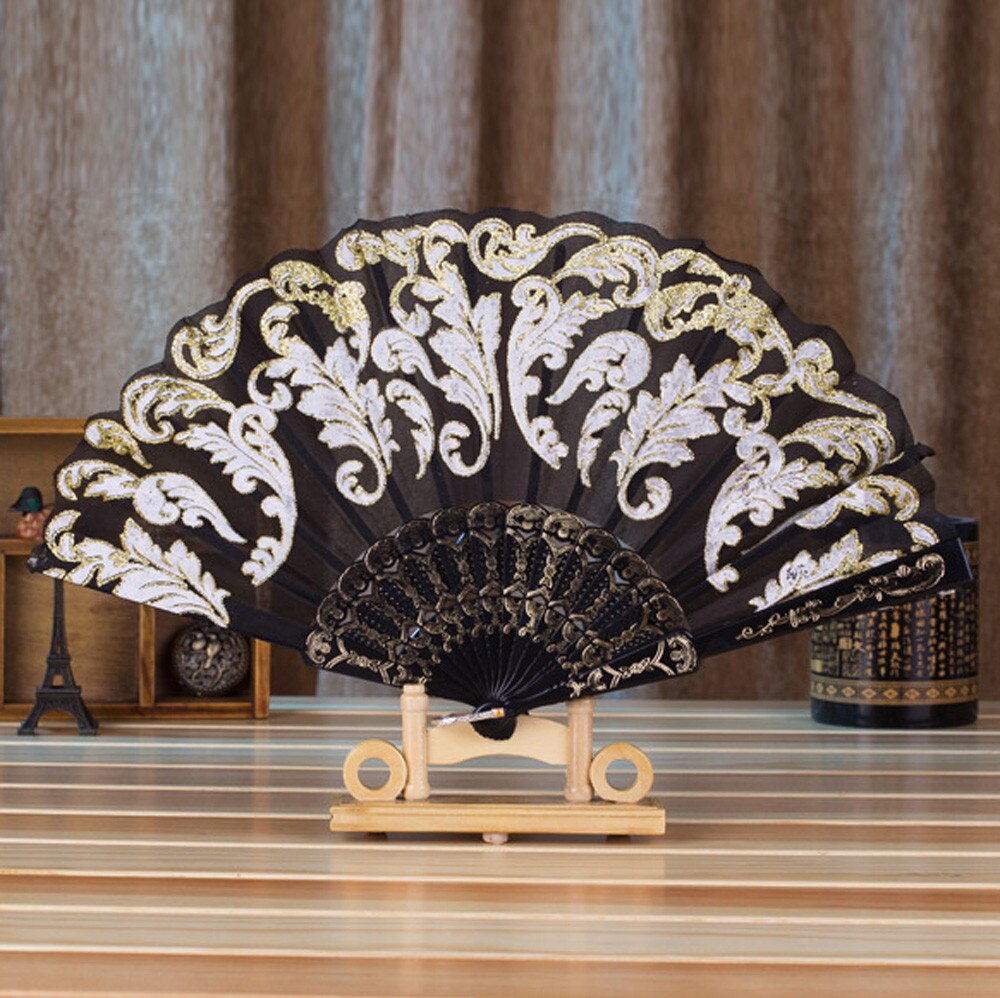 Zomer Chinese/Spaanse Stijl Dance Wedding Party Lace Silk Folding Handheld Bloem Fan Kleurrijke